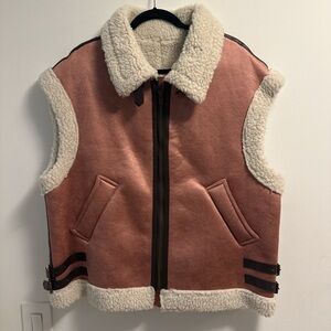 Vintage Pink and Cream Shearling Vest